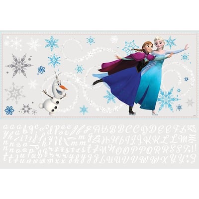 5 in. x 19 in. Frozen Custom Headboard Featuring Elsa, Anna and Olaf 144-Piece Peel and Stick Giant Wall Decal
