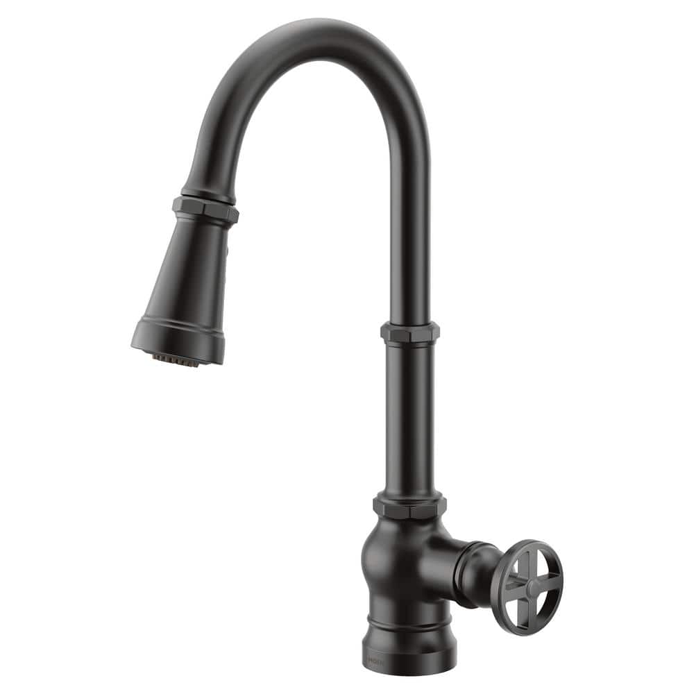 Sleek 17" Chrome Transitional Kitchen Faucet with Pull-out Spray