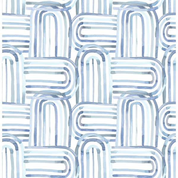 A-Street Prints Lolly Blue Arches Wallpaper Sample
