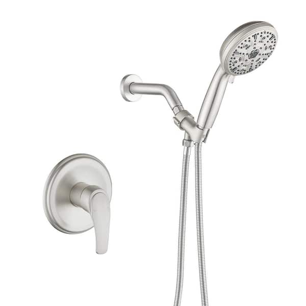 Fapully Single Handle 10-Spray Shower Faucet 1.8 GPM with Drip Free, 10 Functions Hand Shower with Valve in Brushed Nickel