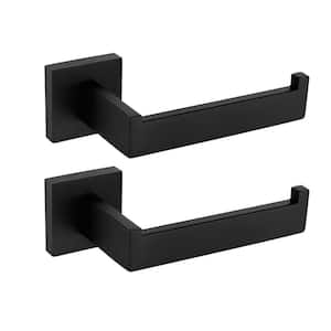 2 Pack Bathroom Wall-Mount Single Post Toilet Paper Holder Rustproof Tissue Roll Dispenser in Matte Black