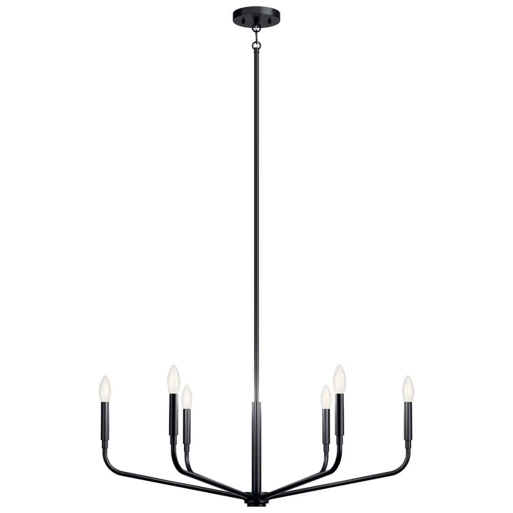 Black 6-Light Modern Candle Chandelier