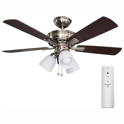 Vaurgas 44 in. LED Brushed Nickel Smart Ceiling Fan with Light Kit and WINK Remote Control