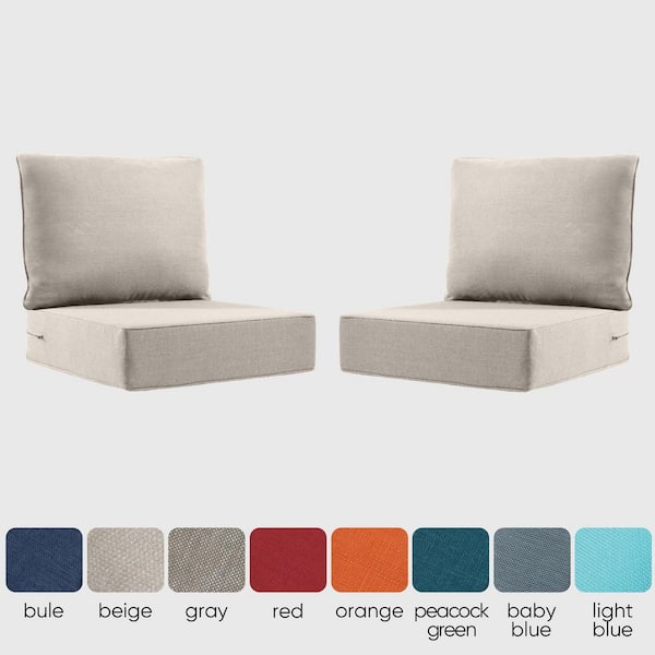 Gymojoy Carolina 24 in. x 24 in. x 6 in. Olefin 4-Piece Deep Seating Outdoor Lounge Chair Sofa Cushion in Beige