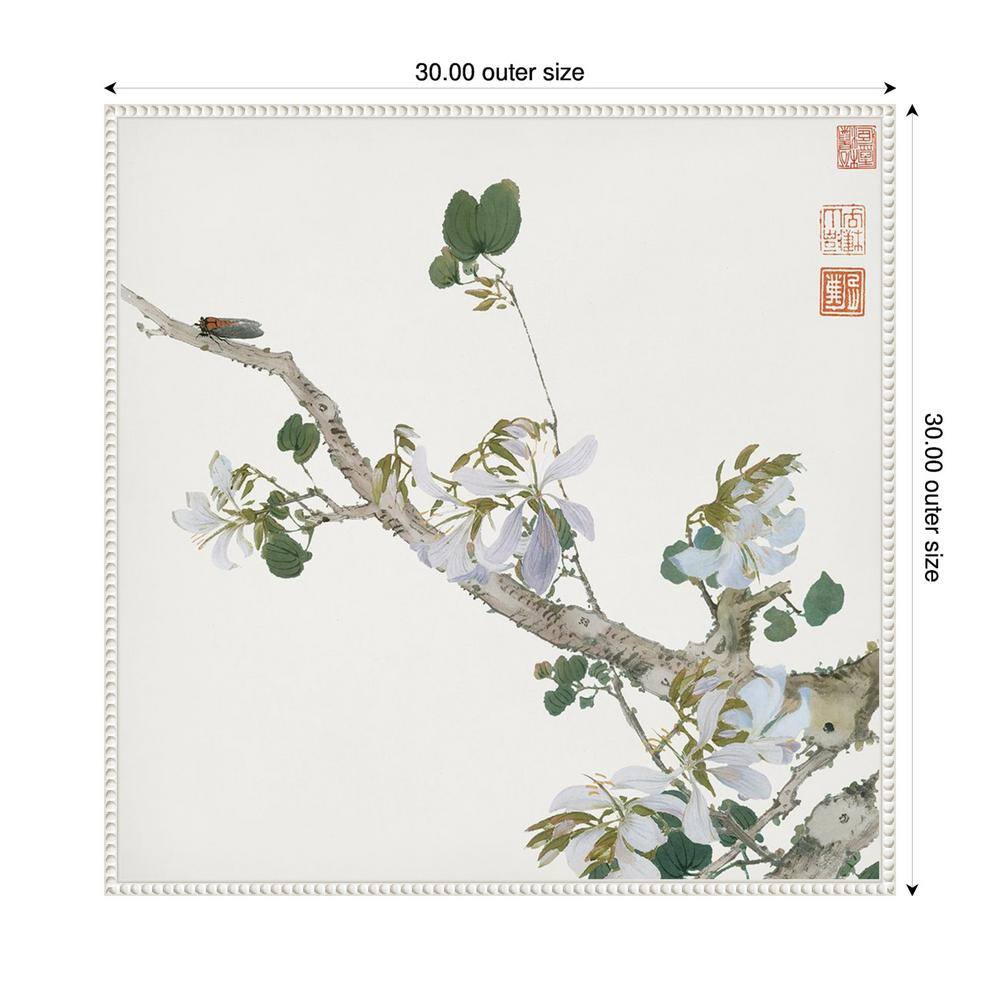 Ju Lian Insects and Flowers IV White Framed Canvas Art Print