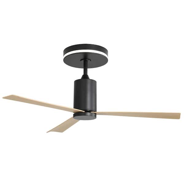 Sofucor 52 in. Indoor/Outdoor Modern Black Ceiling Fan with Dimmable Light and 6-Speed Remote Control