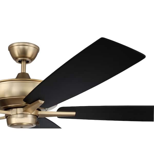 Super Pro 60 in. Indoor Dual Mount Heavy-Duty, 3-Speed Reversible Motor Ceiling Fan in Satin Brass Finish