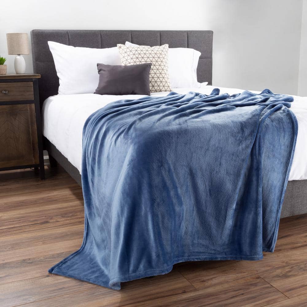 Oversized Blue Flannel Fleece Throw Blanket