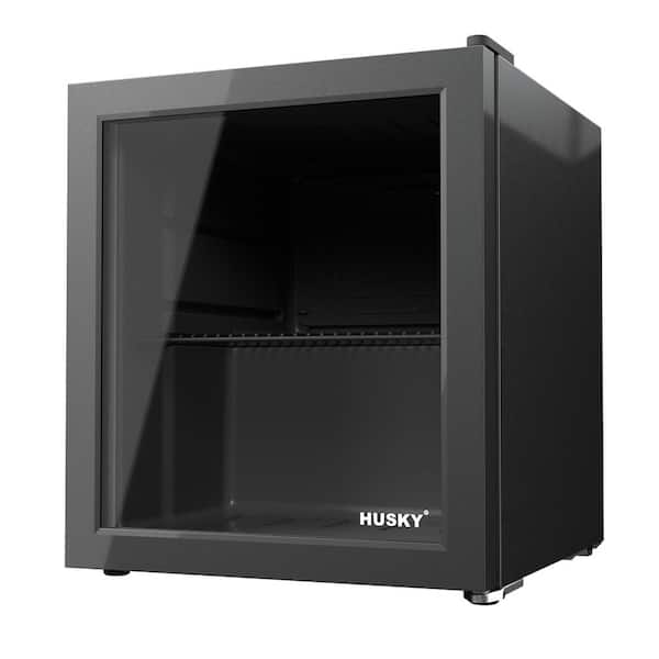 SNOWLION Premium 1.6 cu. ft. Freestanding Countertop Glass Door Mini Fridge, Reversible Door and Quiet Operation, Black