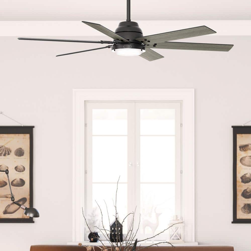 60 in. Gravity Wi-Fi ENERGY STAR Matte Black Smart Ceiling Fan with LED Light Kit and Handheld Remote price history on PriceWatchPro
