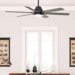 Gravity 60 in. Wi-Fi ENERGY STAR Matte Black Smart Ceiling Fan with Integrated LED Light and Handheld Remote