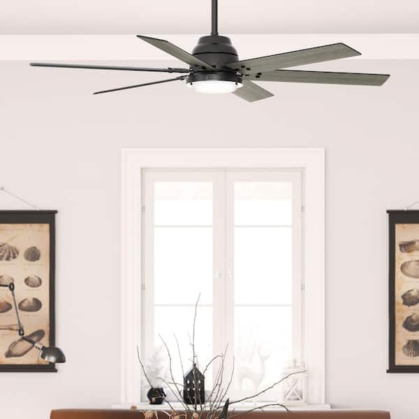 Hunter 60 in. Gravity Wi-Fi ENERGY STAR Matte Black Smart Ceiling Fan with LED Light Kit and Handheld Remote
