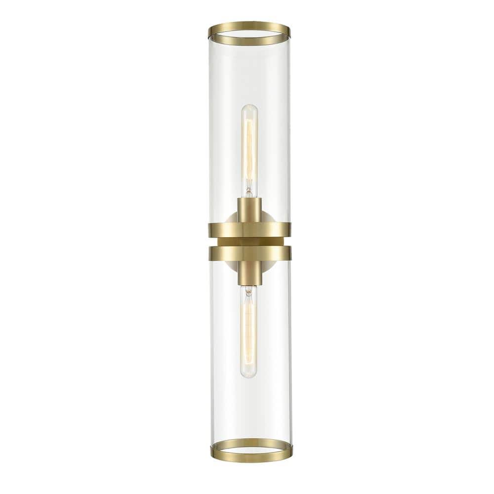 Alora Revolve II 28'' Natural Brass Cylinder Wall Sconce
