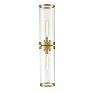 Revolve Ii 28 in. 2 Light 60-Watt Clear Glass/Natural Brass Vanity Light