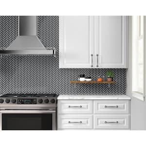 Restore Charcoal Gray Glossy 9 in. x 12 in. Glazed Ceramic Herringbone Mosaic Tile (6 sq. ft./Case)