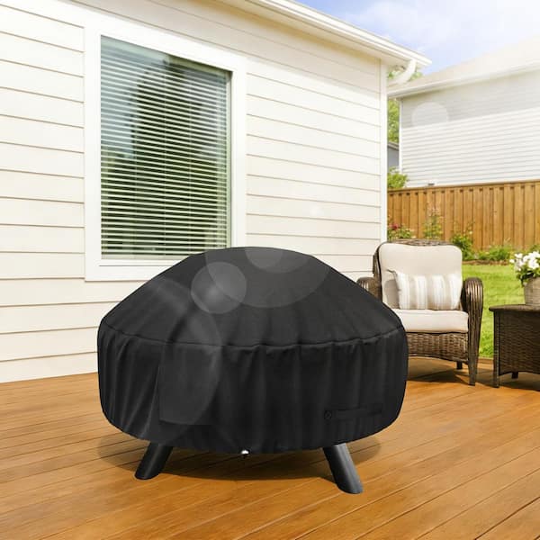32 in. Round Fire Pit/Table Cover-600D Waterproof Tear & Fade Resistant Accessories for Outdoor Patio Fireplace Cover