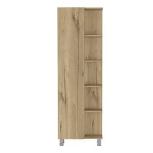20.16 in. W x 8.46 in. D x 62.2 in. H Light Oak Linen Cabinet Storage Cabinet with 9 Shelves and Single Door