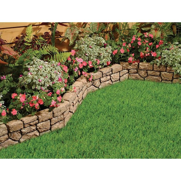 StoneWall Border - 10 ft. x 6 in. Tan No-Dig DIY Garden and Landscape Edging