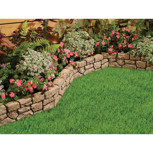 10 Ft Tan Stone Wall Border, 10 Ft Pound In Landscape Edging Stone Color