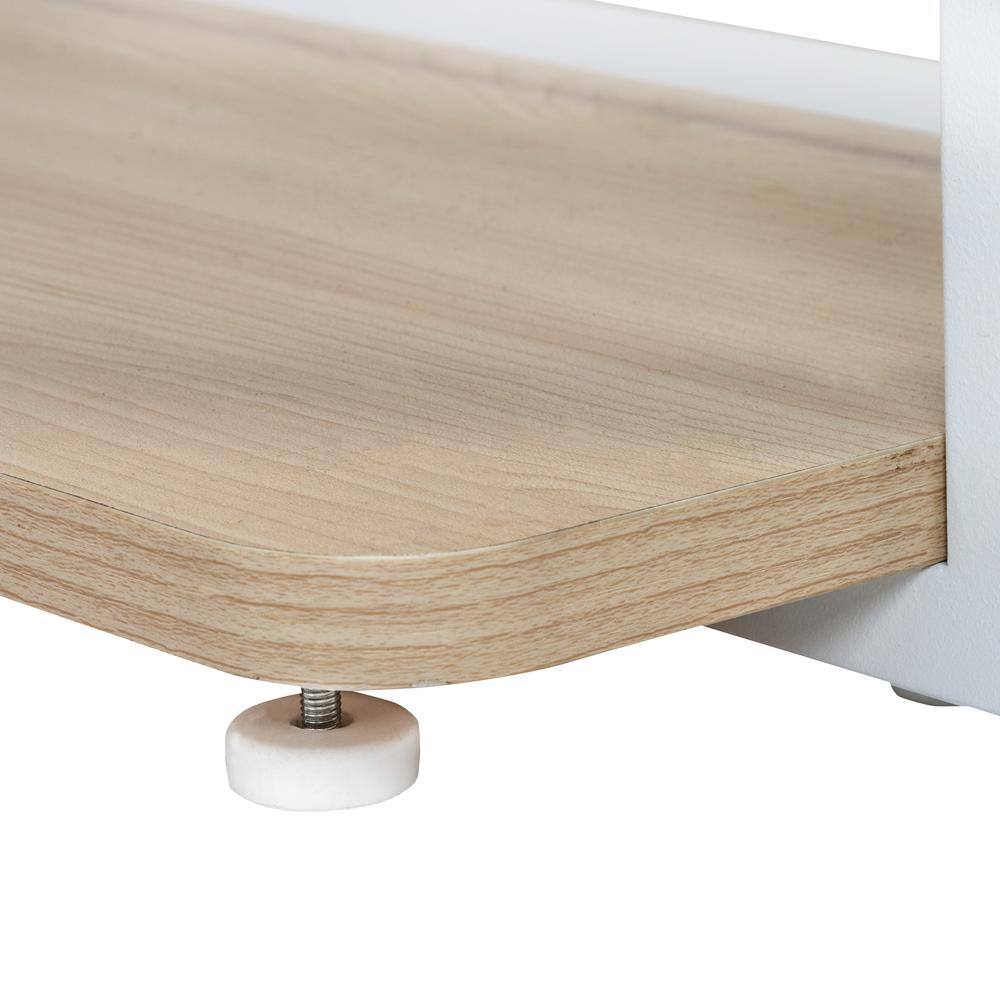 White Wood Home Office Desk with Adjustable Shelves