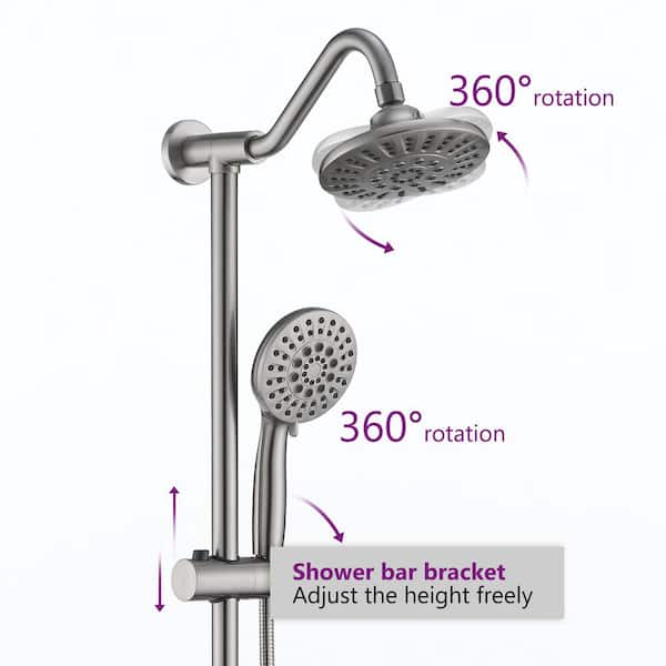 Multi Function Shower Head Shower System with Storage Hook - Brushed Nickel