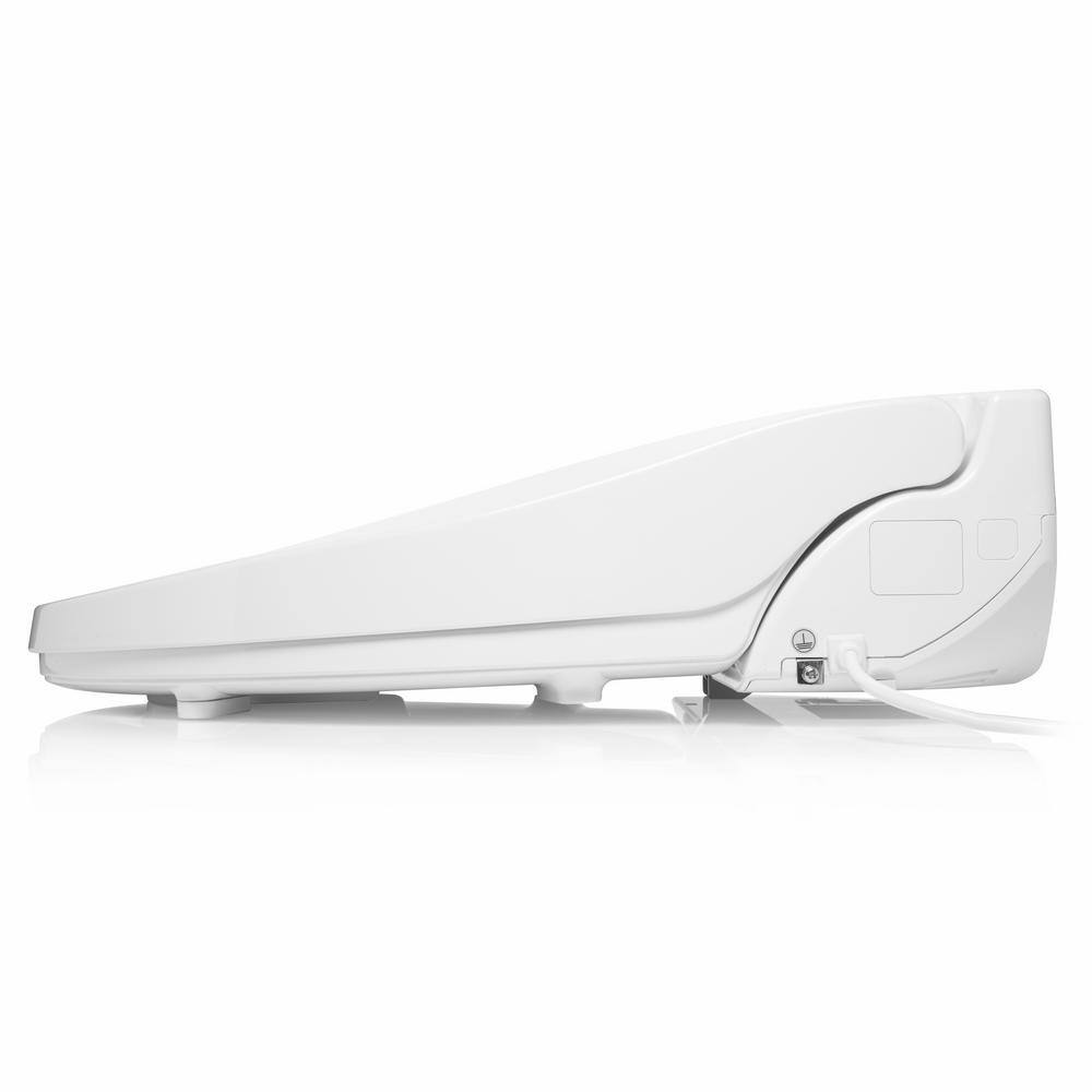 White Elongated Sidearm Bidet Seat with Warm Air Dryer