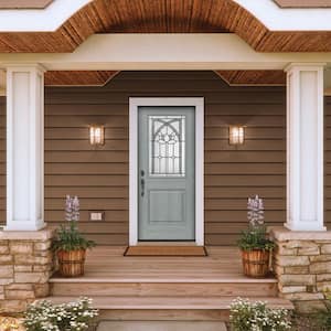 36 in. x 80 in. Right-Hand/inswing 1/2 Lite Ardsley Decorative Glass Stone Fiberglass Prehung Front Door