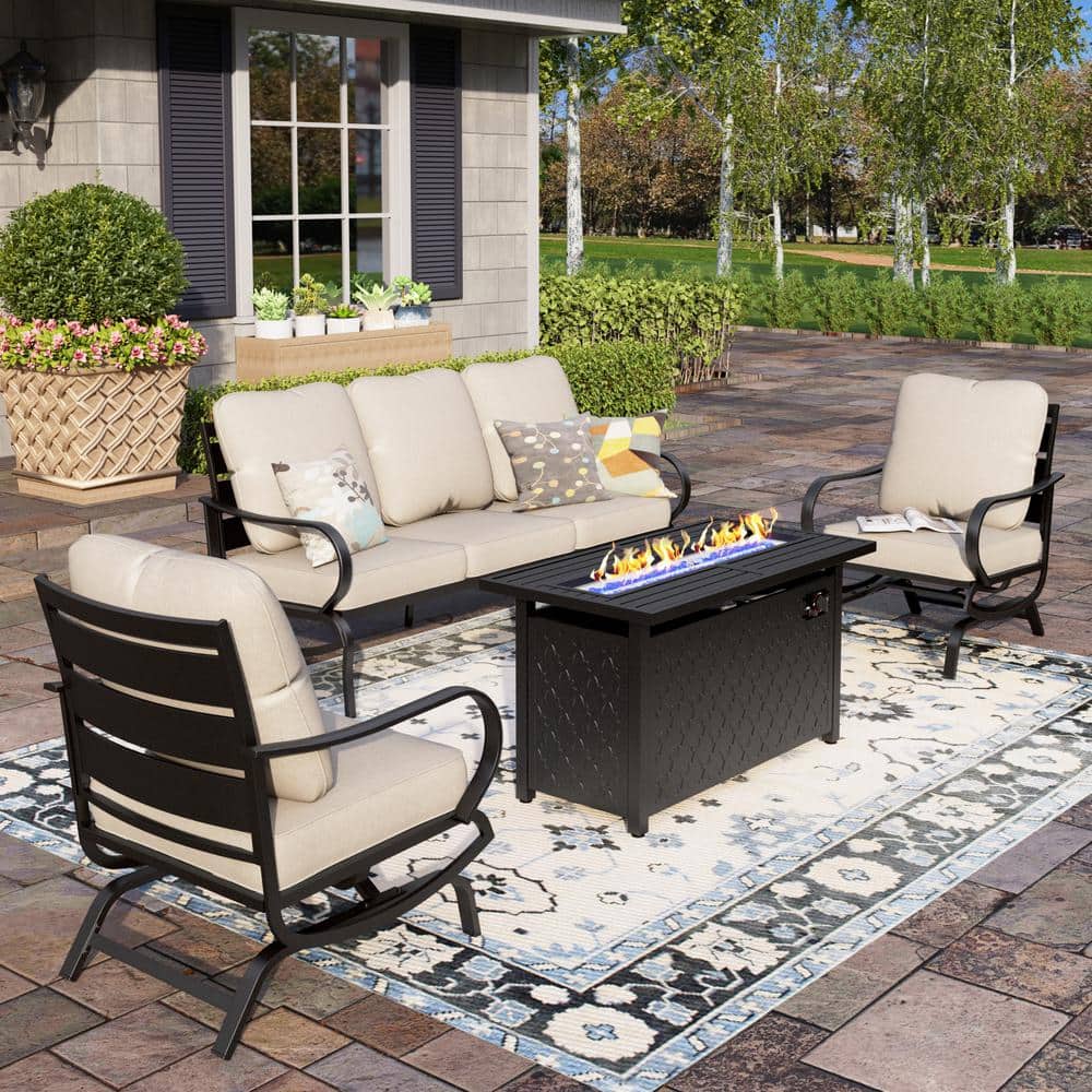 Reviews for PHI VILLA Black Metal Slatted 5 Seat 4Piece Steel Outdoor