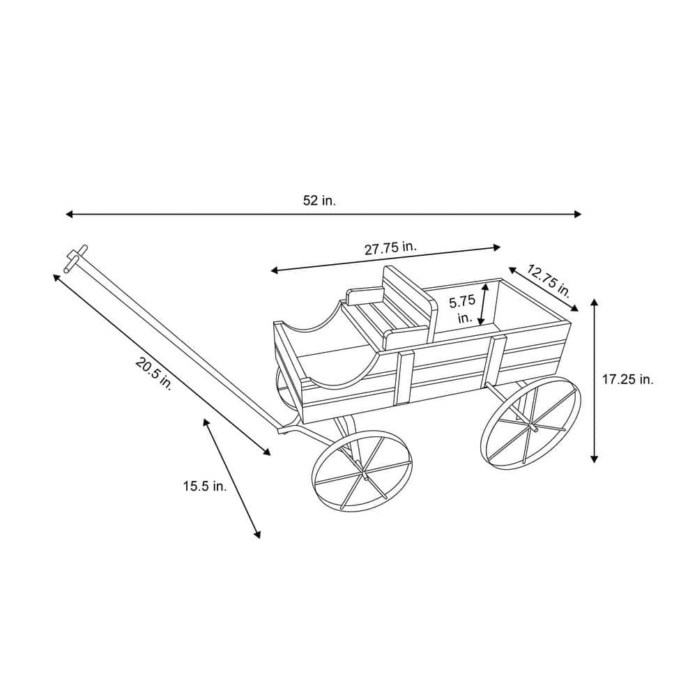 Red Wooden Buckboard Wagon Garden Planter