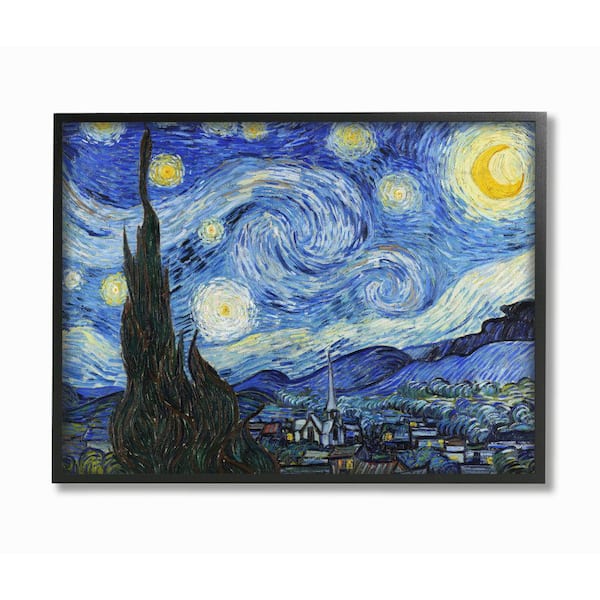 16 in. x 20 in. "Van Gogh Starry Night Post Impressionist Painting" by Vincent Van Gogh Framed Wall Art