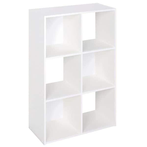 White Wood Look 6 Cube Organizer, Wooden Cube Storage Shelf