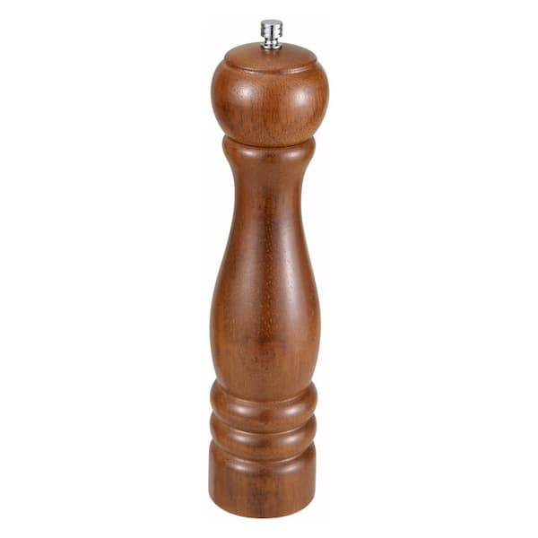 Winco 10 in. Oak Wood Finish Traditional Pepper Mill