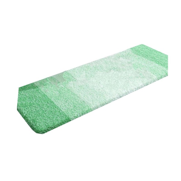 Afoxsos 70 in. x 24 in. Green Stripe Microfiber Rectangular Shaggy Bath Rugs