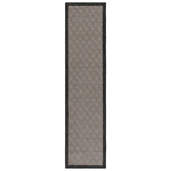 Beach House Black/Ivory 2 ft. x 8 ft. Diamond Border Indoor/Outdoor Runner Rug