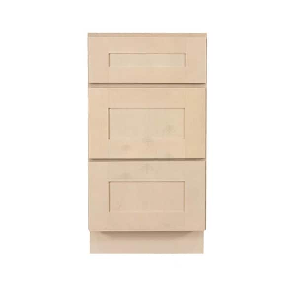 LIFEART CABINETRY Lancaster Shaker Assembled 12x34.5x24 in. Base Cabinet with 3 Drawers in Stone Wash