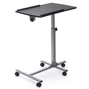 23.5 in. Black Mobile Laptop Desk Stand on Wheels Height Adjustable Overbed Sofa Side Table