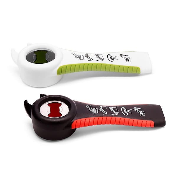 2-Piece Multi Bottle Opener Jar Can Opener Kitchen Tool with Ergonomic TPR Grip for Seniors Rheumatoid Arthritis