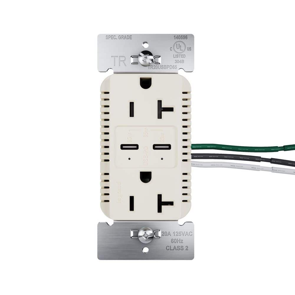 20A Tamper Resistant 65W Commercial Grade Power Delivery USB Type C Duplex Outlet Light Almond price history on PriceWatchPro