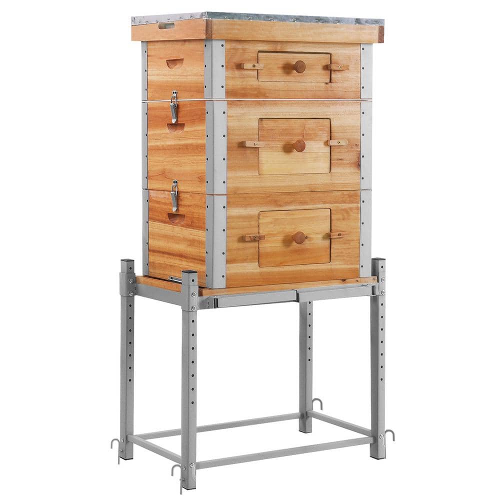 aivituvin Large Wooden Bee Box with Metal Frame, Beeswax Coating