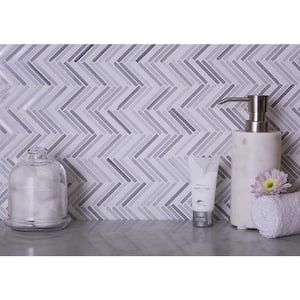 Zebra White; Gray 11 in. x 11.4 in. Polished Marble Floor and Wall Mosaic Tile (4.35 sq. ft./Case) (5-Pack)