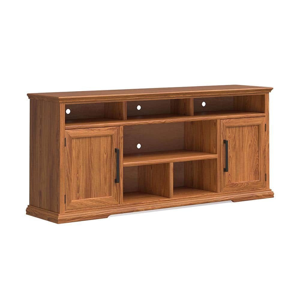 Bridgevine Home 73 in. Fully Assembled Oak Stand Fits TV's up to 85 in