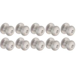 Simple Series Round Stainless Steel Bed/Bath Door Knob (10-Pack)