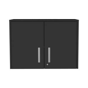 27.56 in. W x 15.98 in. D x 19.69 in. H Black Wood Assembled Wall Kitchen Cabinet with Double Doors