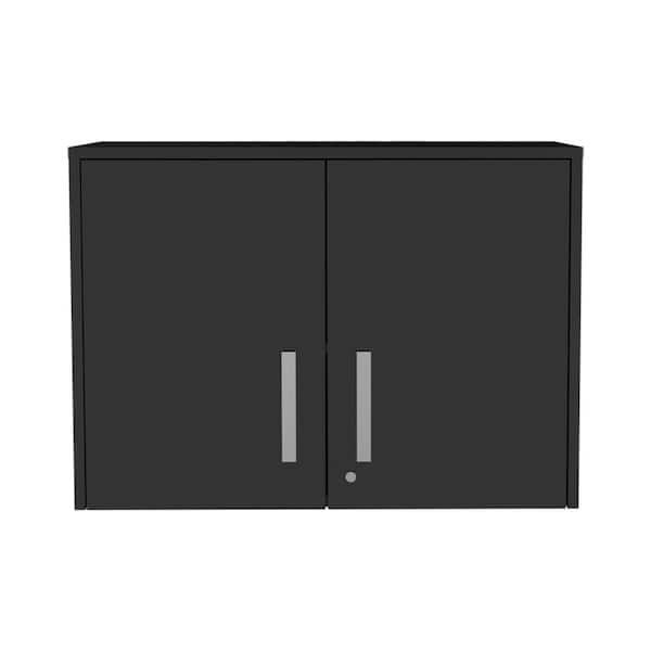 Amucolo 27.56 in. W x 15.98 in. D x 19.69 in. H Black Wood Ready to Assemble Wall Kitchen Cabinet with Double Doors