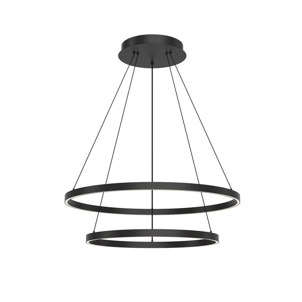 Cerchio 32 in. 2-Light 113-Watt Black Integrated LED Chandelier price history on PriceWatchPro