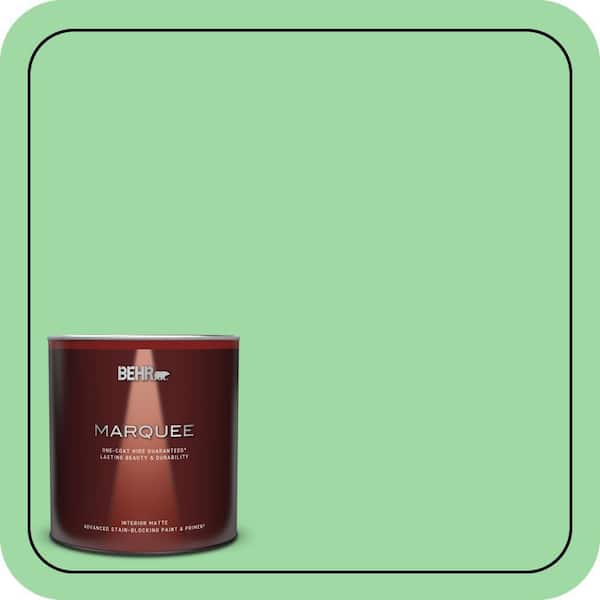 BEHR MARQUEE 1 qt. #450B-4 Green Trance Matte Interior Paint & Primer