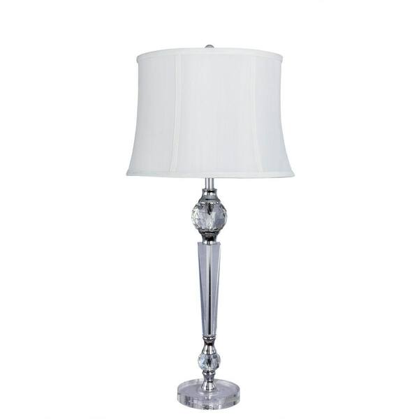 Fangio Lighting 29 in. Chrome Crystal Lamp with Chrome Metal Accent