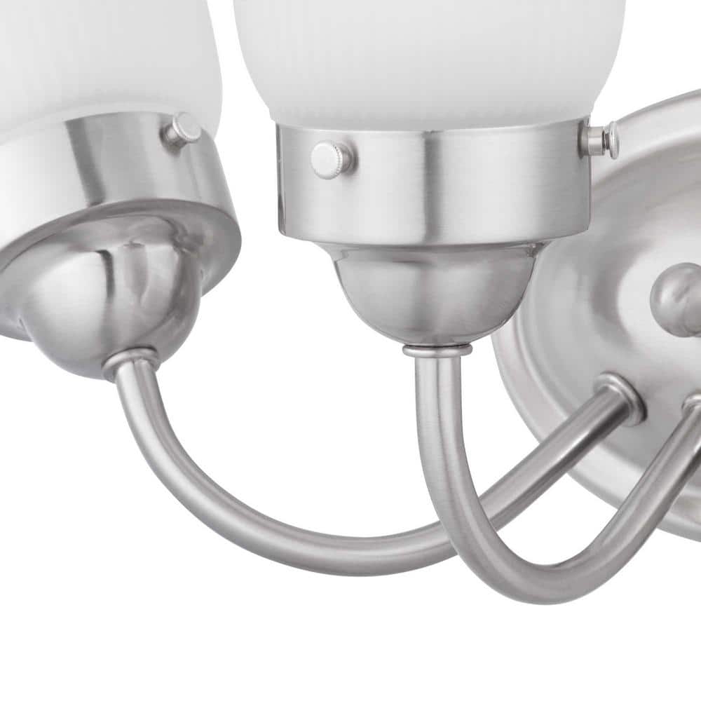 Brushed Nickel 3-Light Fluted Glass Bath Vanity Fixture