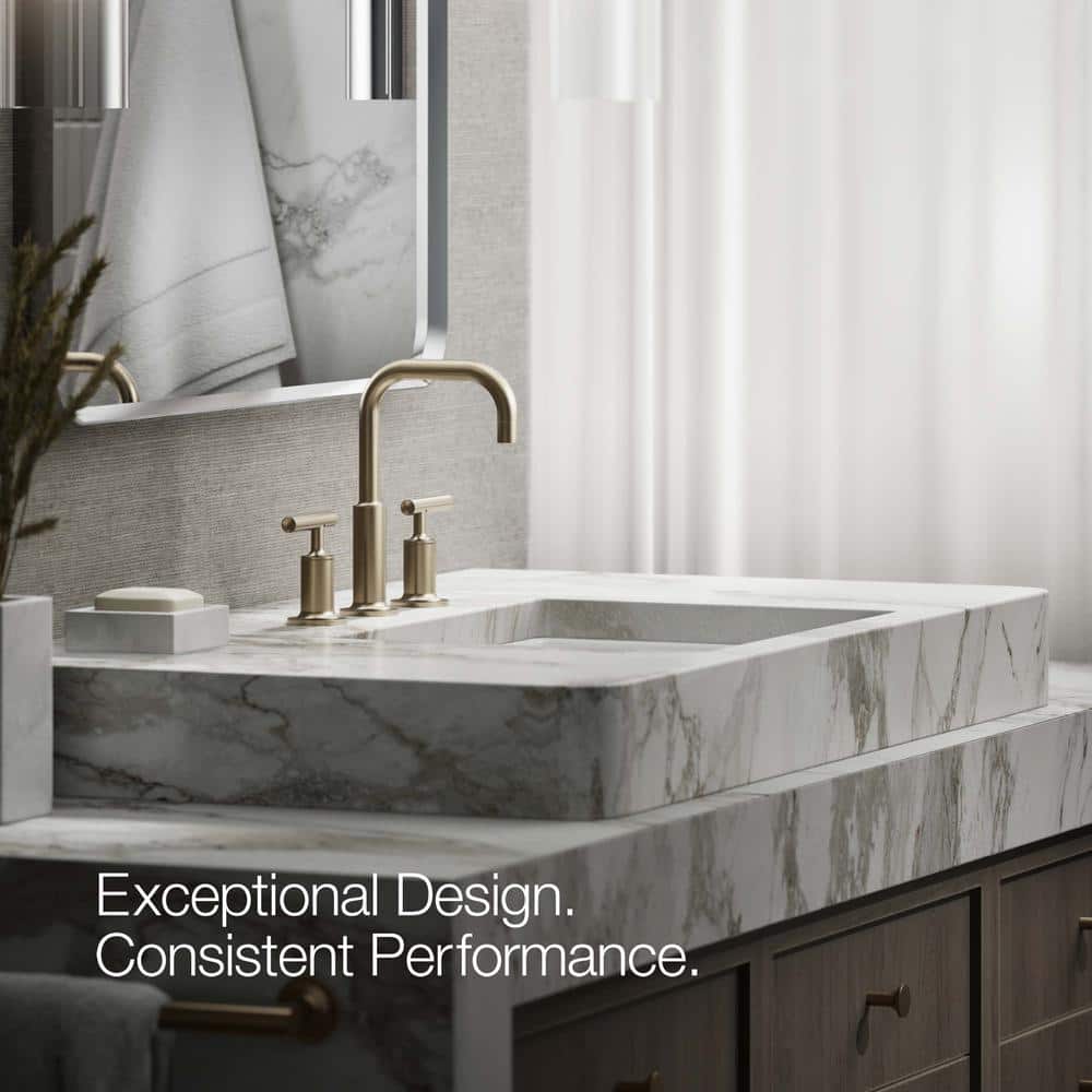 Purist Brushed Bronze Widespread Bathroom Faucet with Drain Assembly