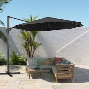 11 ft. Round Aluminum 360-Degree Rotation Cantilever Offset Umbrella Outdoor Patio Umbrella in Black